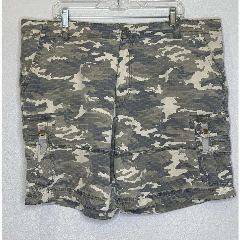 Guide Gear Ripstop Cargo Shorts Mens Size 42 Tan‎ Camo 100% Cotton 8" Inseam